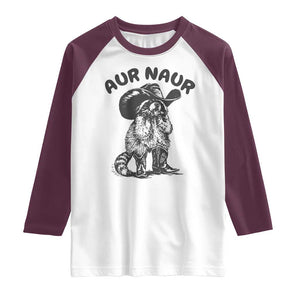 AUR Naur Cowboy Raccoon Meme Raglan Shirt Funny Sarcastic Oh No Australian Accent TS14 White Maroon Print Your Wear