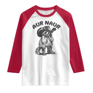 AUR Naur Cowboy Raccoon Meme Raglan Shirt Funny Sarcastic Oh No Australian Accent TS14 White Red Print Your Wear