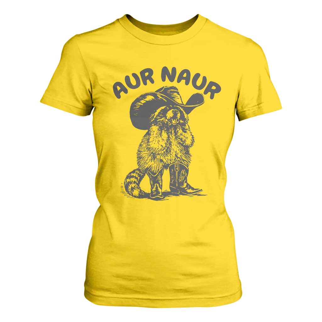 AUR Naur Cowboy Raccoon Meme T Shirt For Women Funny Sarcastic Oh No Australian Accent TS14 Daisy Print Your Wear