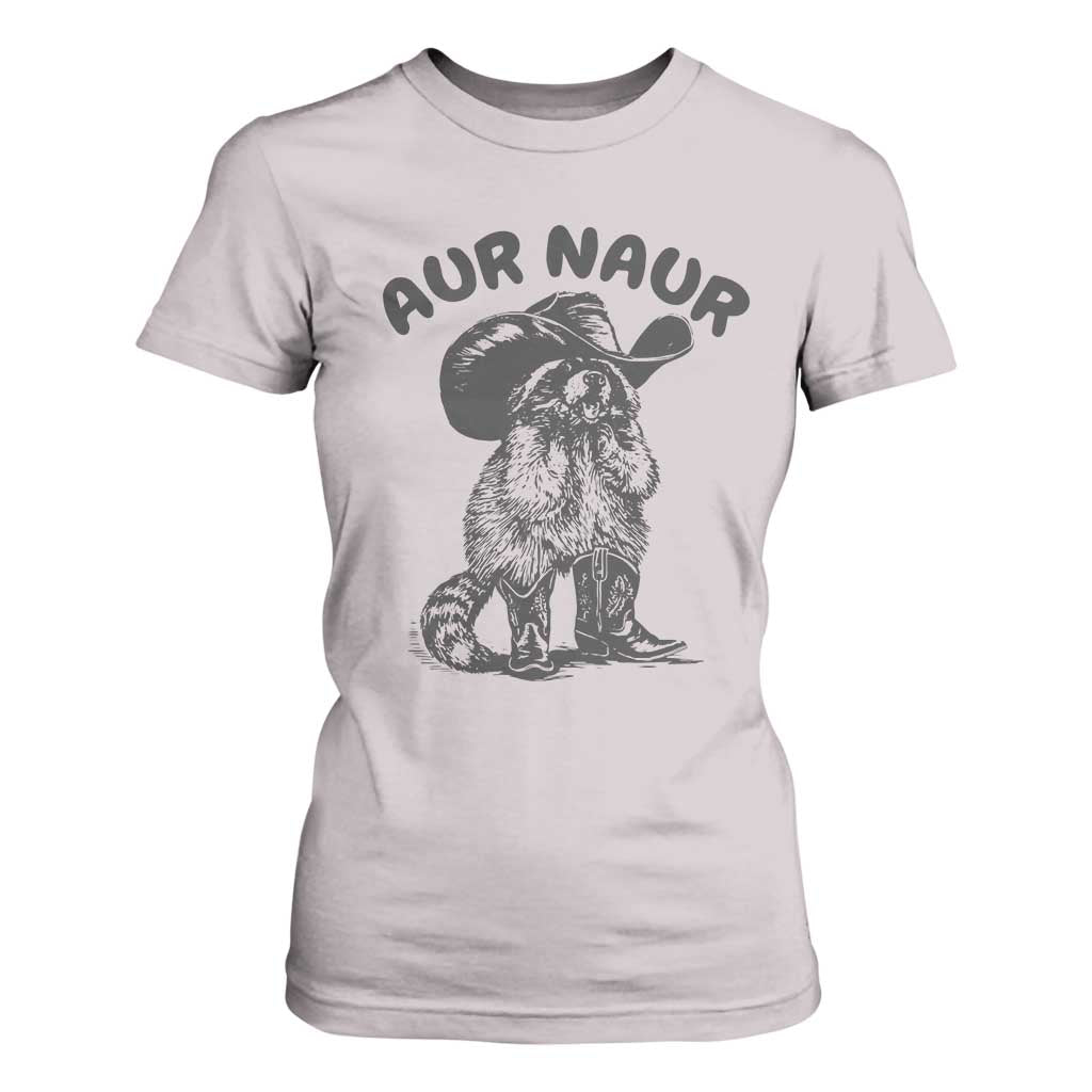 AUR Naur Cowboy Raccoon Meme T Shirt For Women Funny Sarcastic Oh No Australian Accent TS14 Ice Gray Print Your Wear