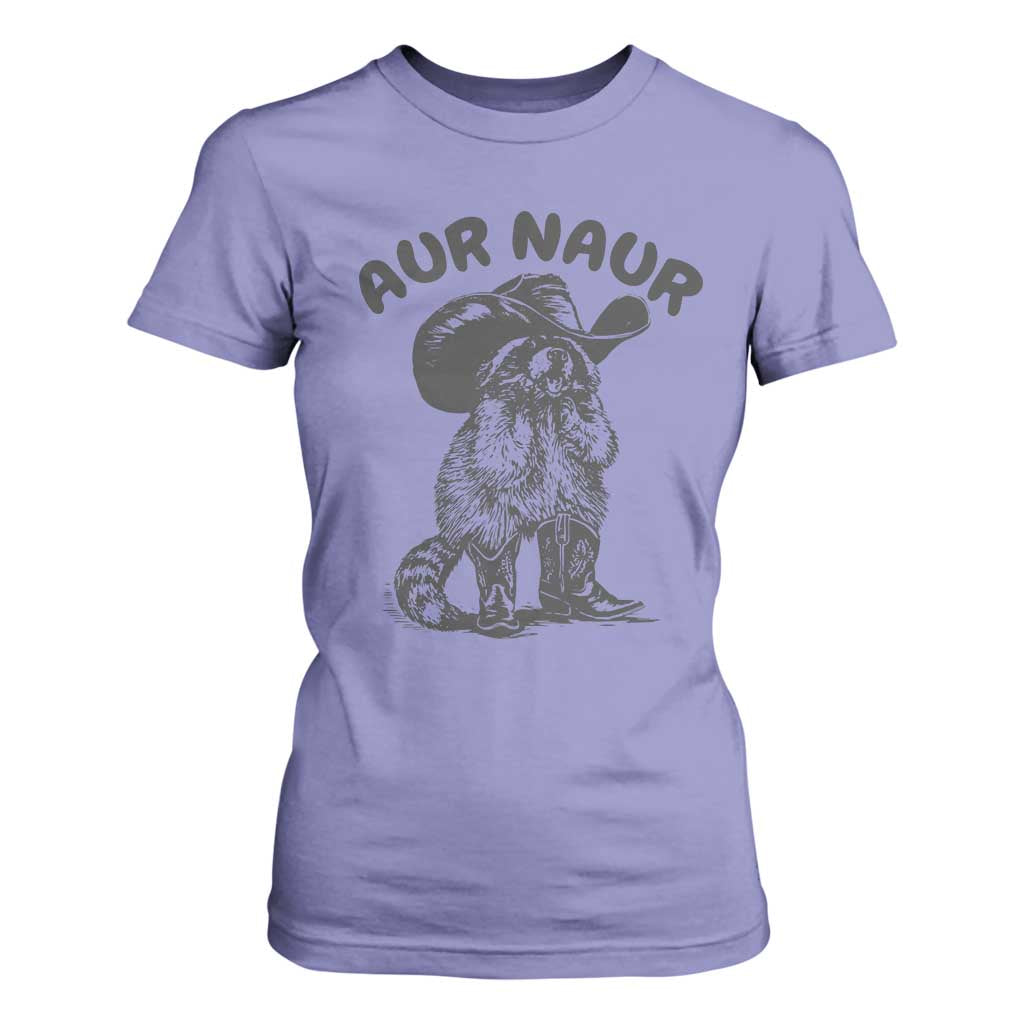 AUR Naur Cowboy Raccoon Meme T Shirt For Women Funny Sarcastic Oh No Australian Accent TS14 Violet Print Your Wear