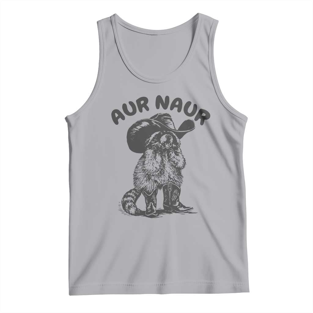 AUR Naur Cowboy Raccoon Meme Tank Top Funny Sarcastic Oh No Australian Accent TS14 Athletic Heather Print Your Wear