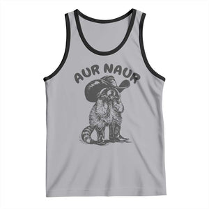 AUR Naur Cowboy Raccoon Meme Tank Top Funny Sarcastic Oh No Australian Accent TS14 Athletic Heather Black Print Your Wear