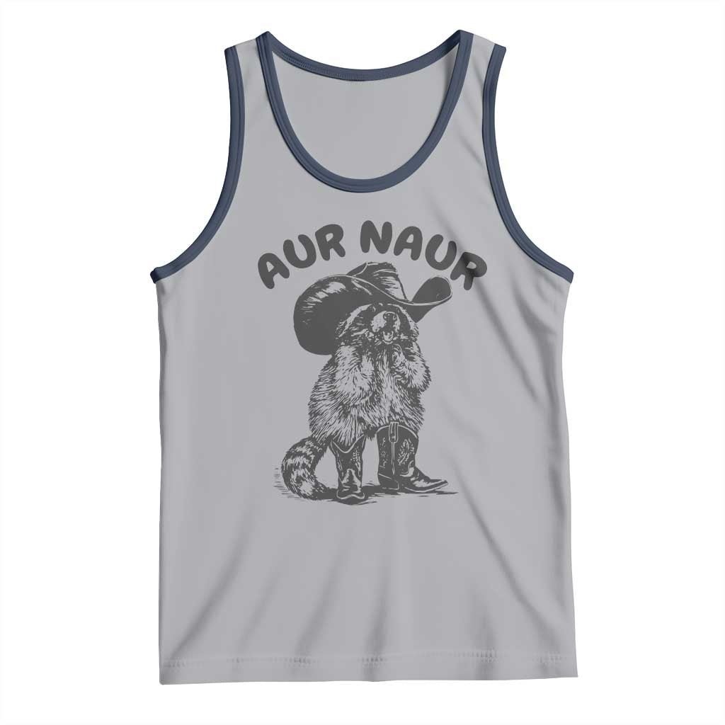 AUR Naur Cowboy Raccoon Meme Tank Top Funny Sarcastic Oh No Australian Accent TS14 Athletic Heather Navy Print Your Wear