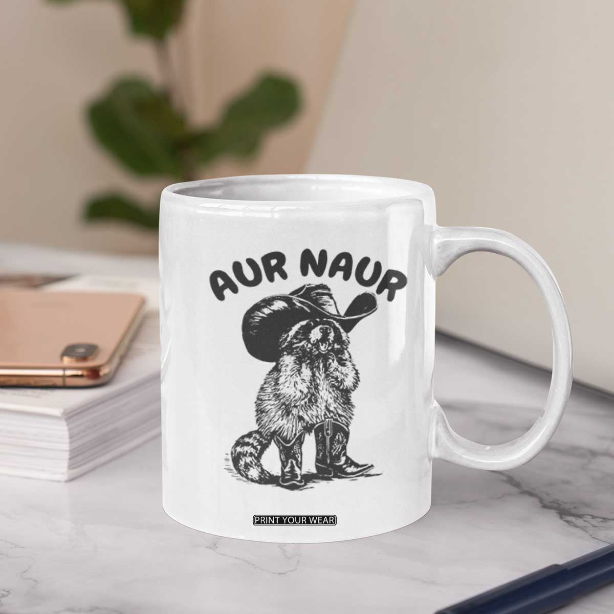 AUR Naur Cowboy Raccoon Meme Coffee Mug Funny Sarcastic Oh No Australian Accent TS14 Print Your Wear