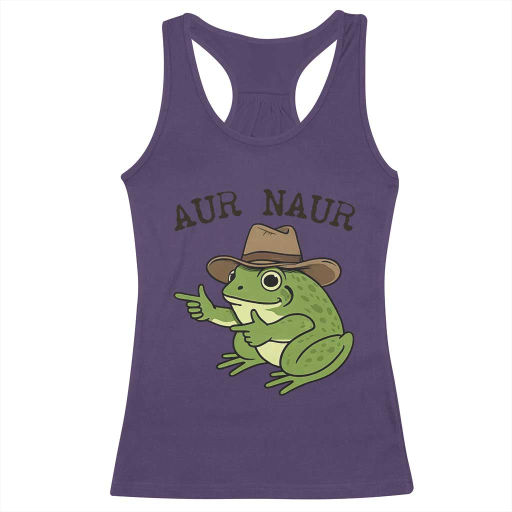 AUR Naur Cowboy Frog Meme Racerback Tank Top Funny Sarcastic Oh No Australian Accent TS14 Purple Print Your Wear