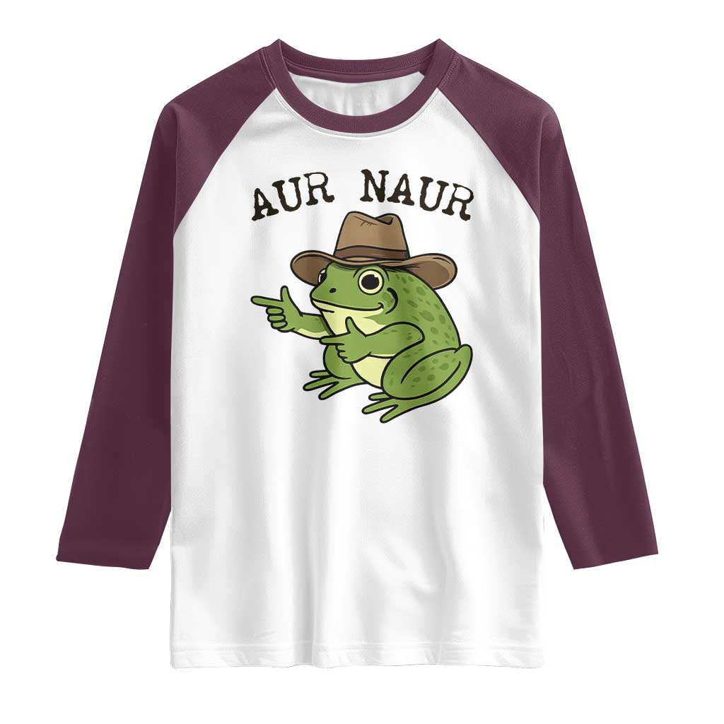 AUR Naur Cowboy Frog Meme Raglan Shirt Funny Sarcastic Oh No Australian Accent TS14 White Maroon Print Your Wear