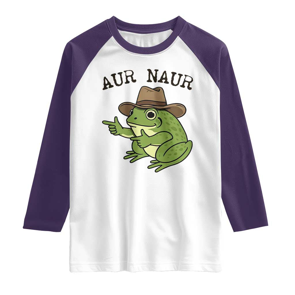 AUR Naur Cowboy Frog Meme Raglan Shirt Funny Sarcastic Oh No Australian Accent TS14 White Purple Print Your Wear