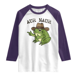 AUR Naur Cowboy Frog Meme Raglan Shirt Funny Sarcastic Oh No Australian Accent TS14 White Purple Print Your Wear