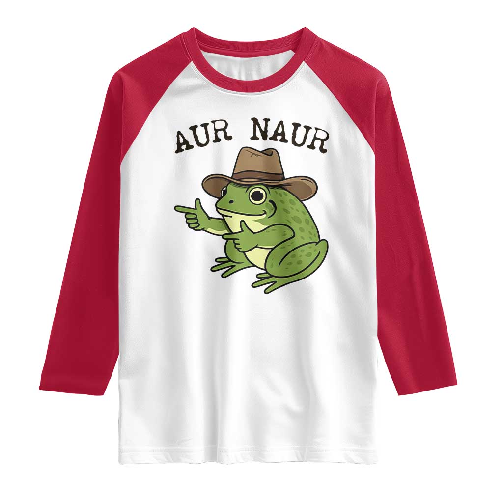 AUR Naur Cowboy Frog Meme Raglan Shirt Funny Sarcastic Oh No Australian Accent TS14 White Red Print Your Wear