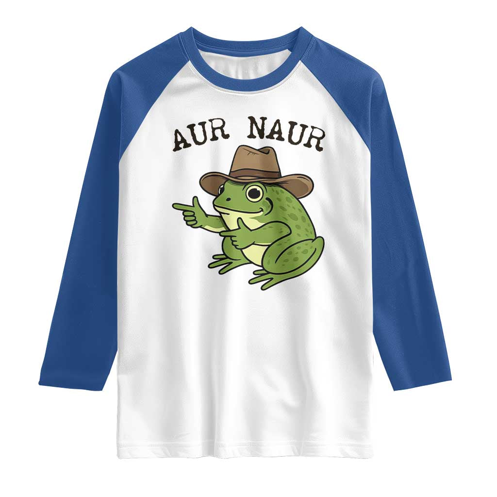 AUR Naur Cowboy Frog Meme Raglan Shirt Funny Sarcastic Oh No Australian Accent TS14 White Royal Print Your Wear