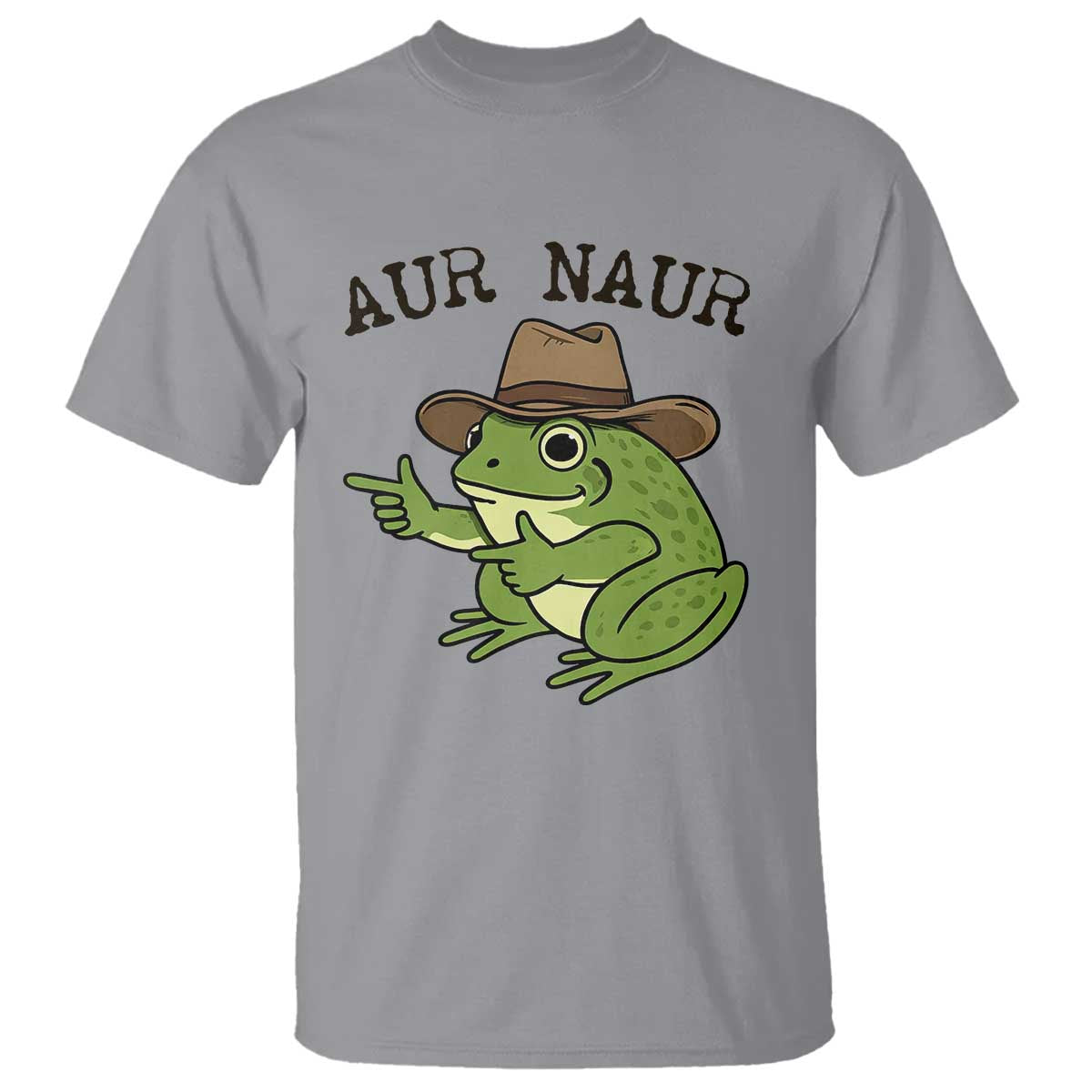 AUR Naur Cowboy Frog Meme T Shirt Funny Sarcastic Oh No Australian Accent TS14 Sport Gray Print Your Wear