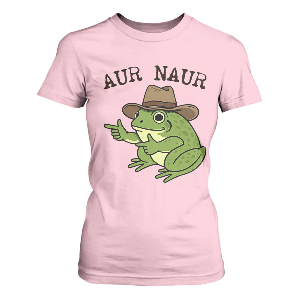 AUR Naur Cowboy Frog Meme T Shirt For Women Funny Sarcastic Oh No Australian Accent TS14 Light Pink Print Your Wear