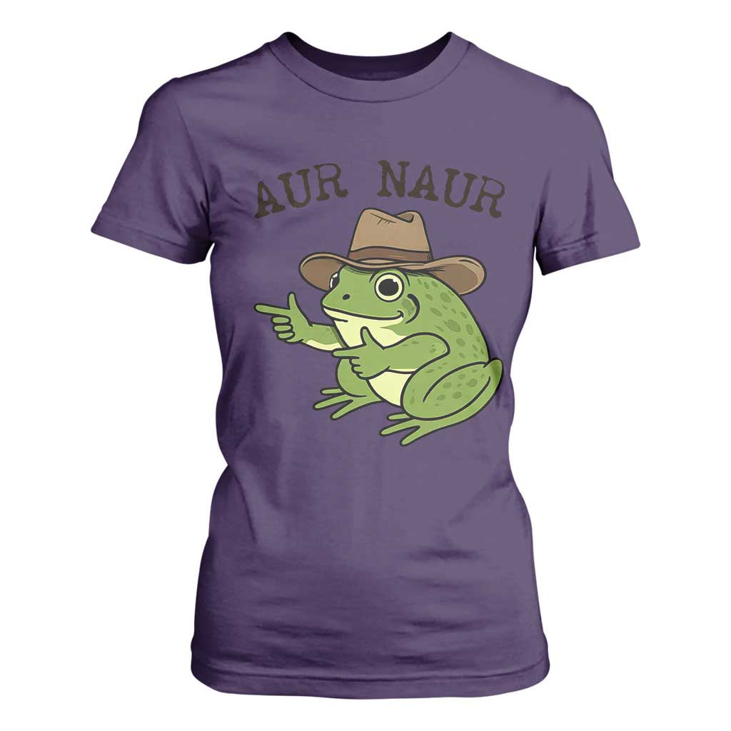 AUR Naur Cowboy Frog Meme T Shirt For Women Funny Sarcastic Oh No Australian Accent TS14 Purple Print Your Wear