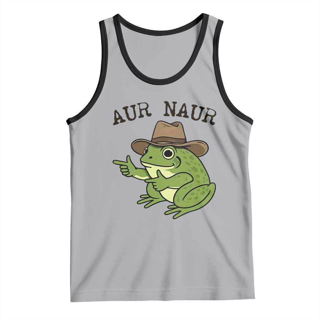 AUR Naur Cowboy Frog Meme Tank Top Funny Sarcastic Oh No Australian Accent TS14 Athletic Heather Black Print Your Wear