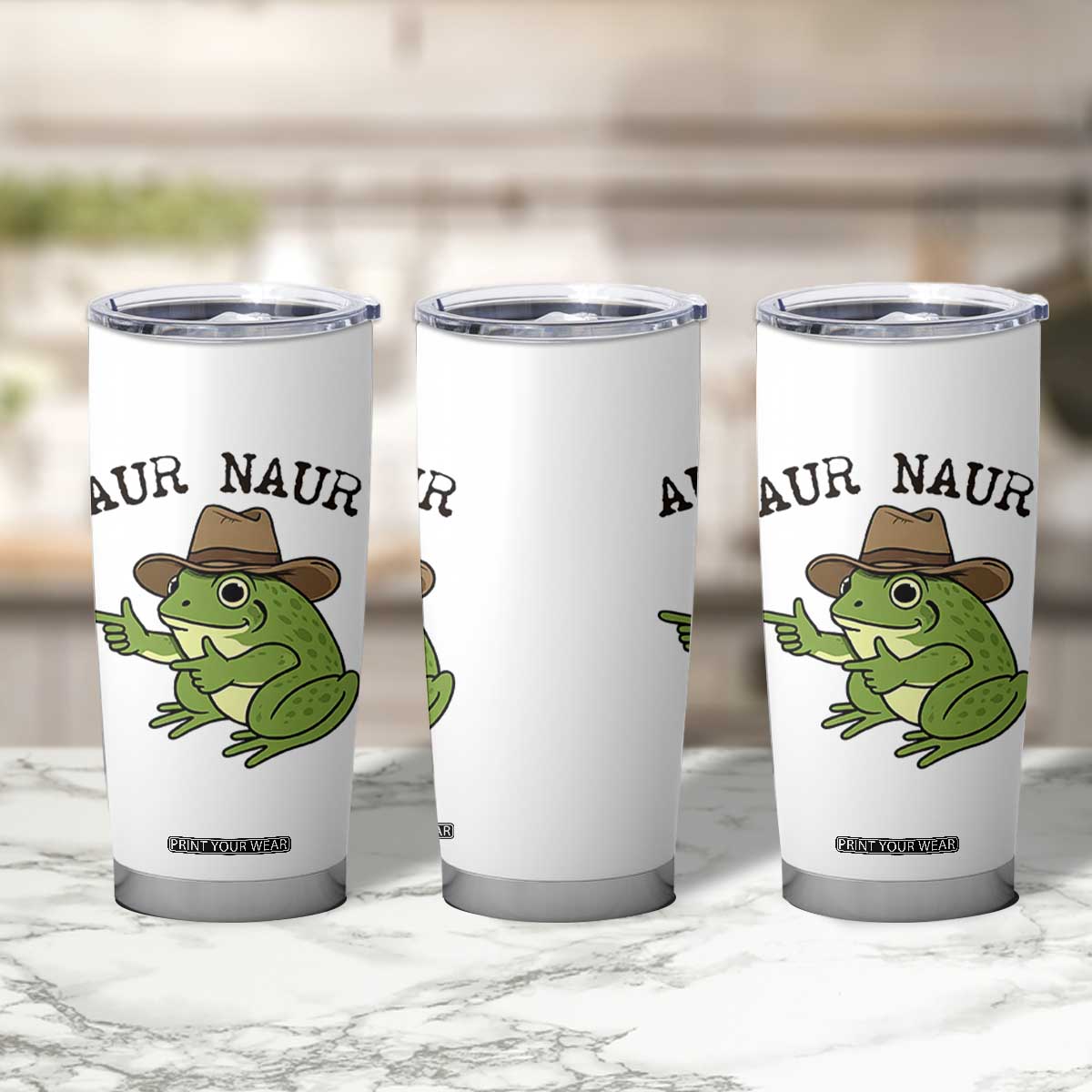 AUR Naur Cowboy Frog Meme Tumbler Cup Funny Sarcastic Oh No Australian Accent TS14 Print Your Wear