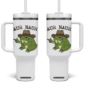 AUR Naur Cowboy Frog Meme Tumbler With Handle Funny Sarcastic Oh No Australian Accent TS14 One Size: 40 oz White Print Your Wear
