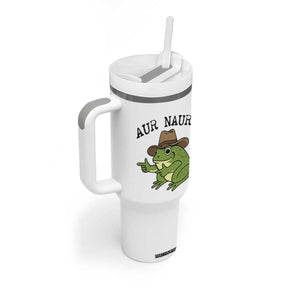 AUR Naur Cowboy Frog Meme Tumbler With Handle Funny Sarcastic Oh No Australian Accent TS14 Print Your Wear