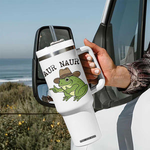 AUR Naur Cowboy Frog Meme Tumbler With Handle Funny Sarcastic Oh No Australian Accent TS14 Print Your Wear