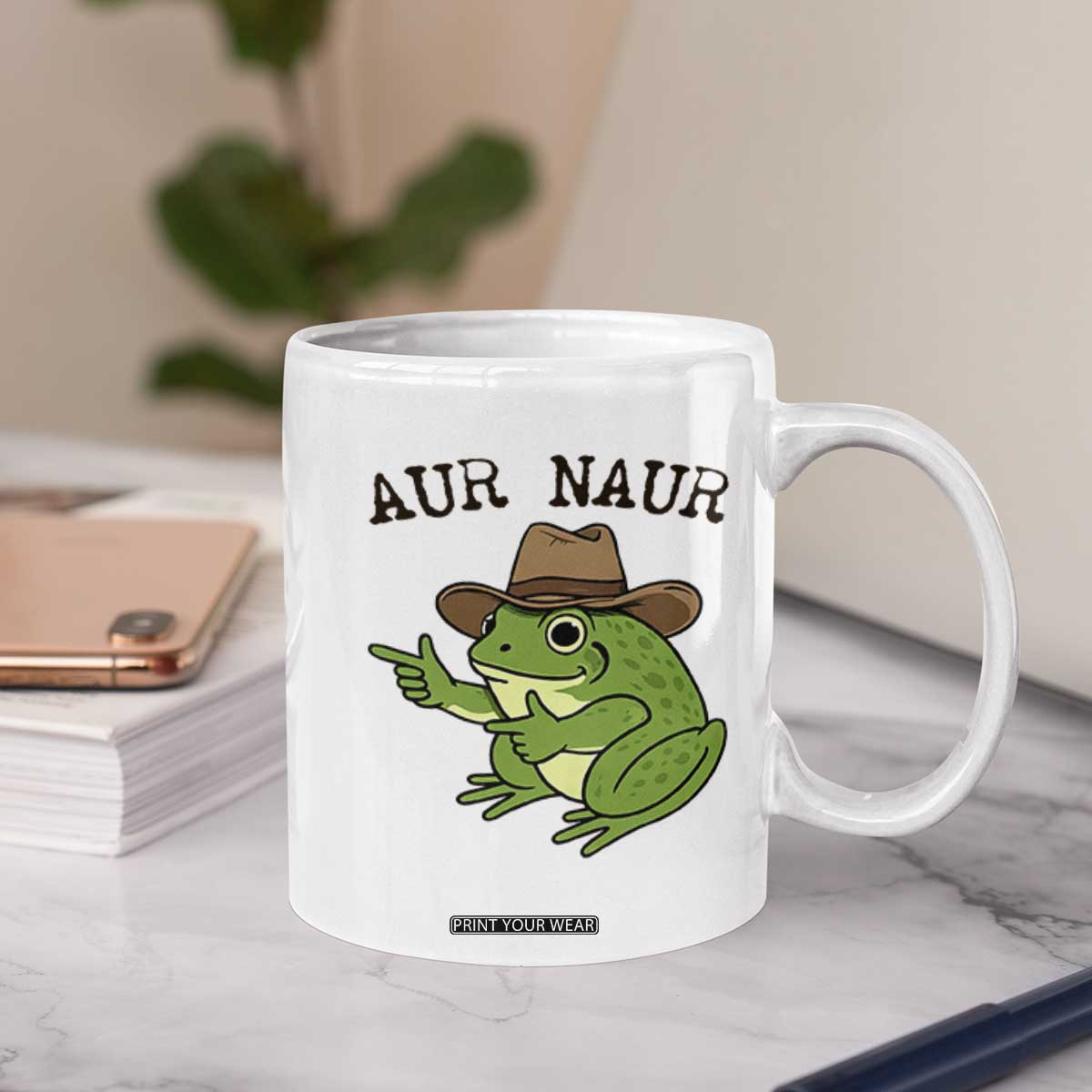 AUR Naur Cowboy Frog Meme Coffee Mug Funny Sarcastic Oh No Australian Accent TS14 Print Your Wear