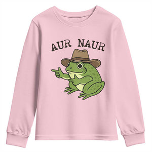AUR Naur Cowboy Frog Meme Youth Sweatshirt Funny Sarcastic Oh No Australian Accent TS14 Light Pink Print Your Wear