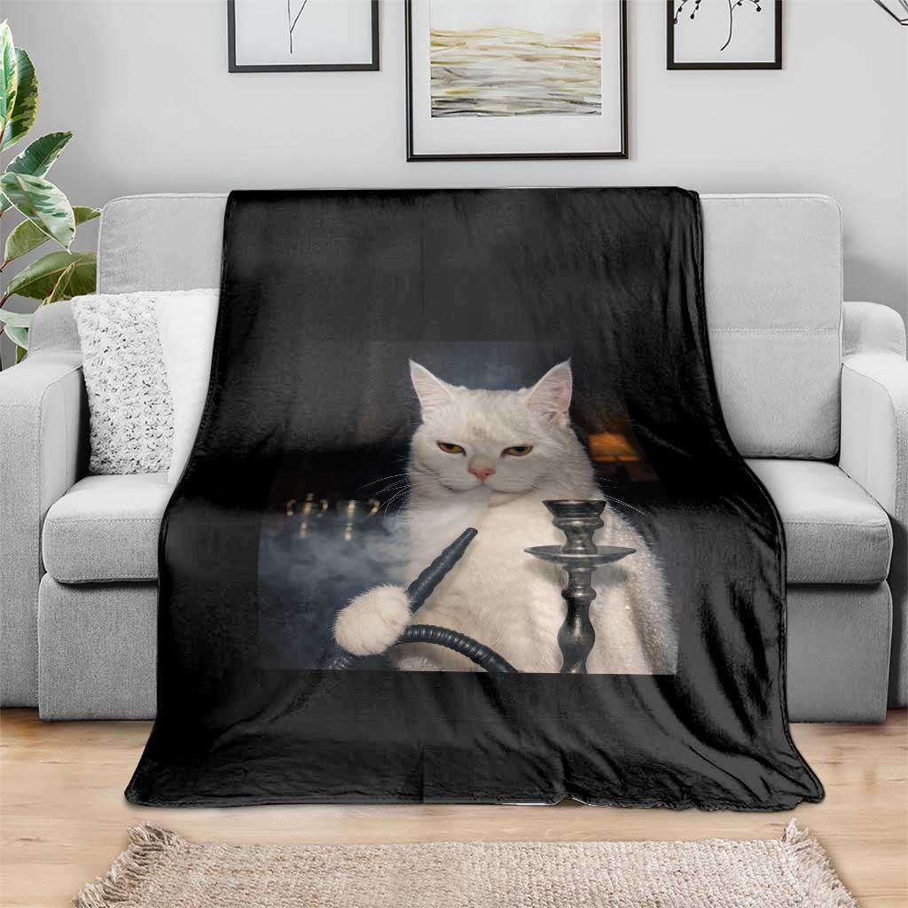 Funny Stoner Cat Throw Blanket 420 Stoner Smoking Cat Cannabis Lover Meme TS14 Print Your Wear