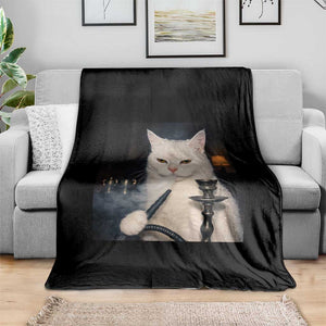 Funny Stoner Cat Throw Blanket 420 Stoner Smoking Cat Cannabis Lover Meme TS14 Print Your Wear