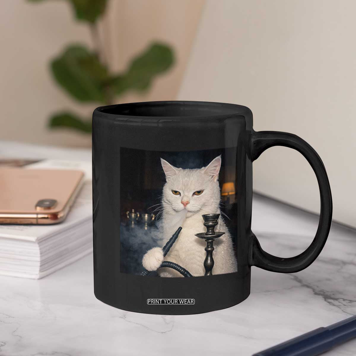 Funny Stoner Cat Coffee Mug 420 Stoner Smoking Cat Cannabis Lover Meme TS14 Print Your Wear