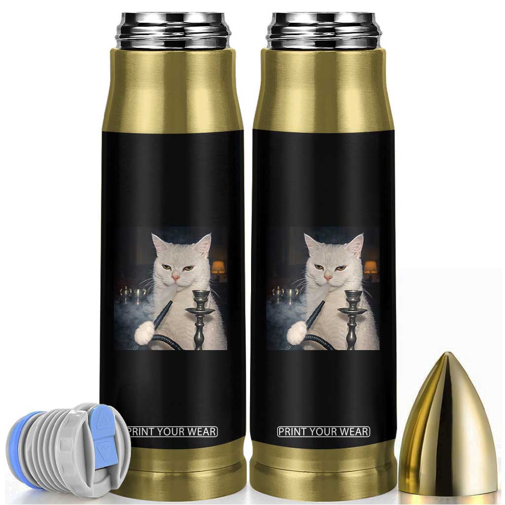 Funny Stoner Cat Bullet Tumbler 420 Stoner Smoking Cat Cannabis Lover Meme TS14 Black Print Your Wear