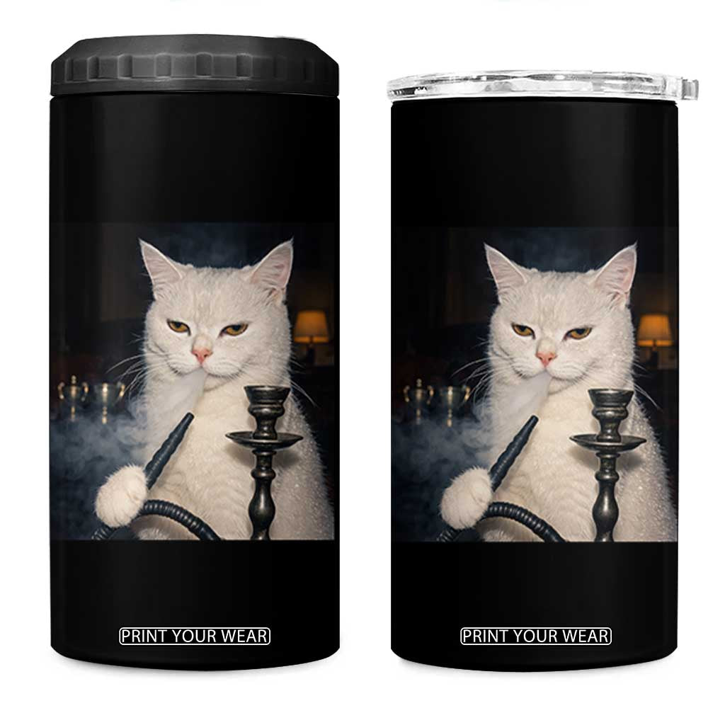 Funny Stoner Cat 4 in 1 Can Cooler Tumbler 420 Stoner Smoking Cat Cannabis Lover Meme TS14 One Size: 16 oz Black Print Your Wear