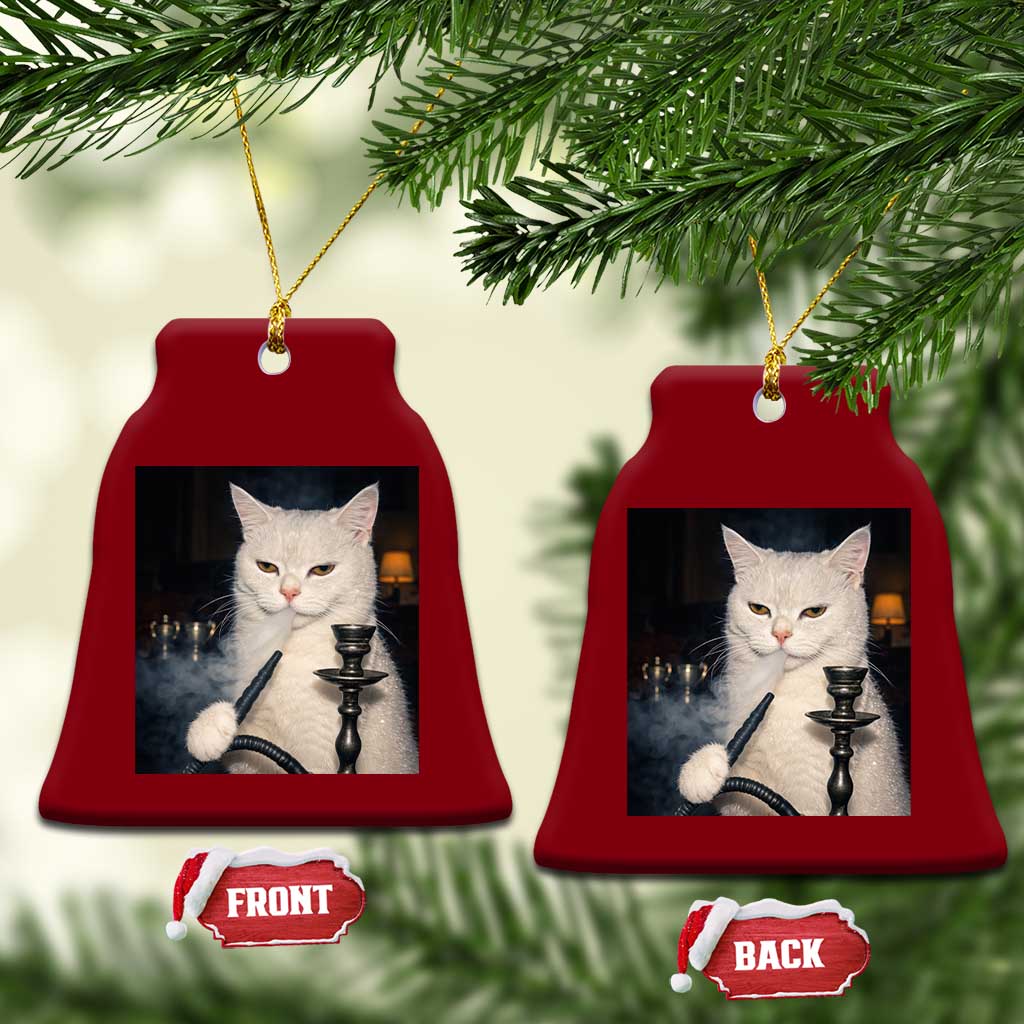 Funny Stoner Cat Ceramic Ornament 420 Stoner Smoking Cat Cannabis Lover Meme TS14 Print Your Wear