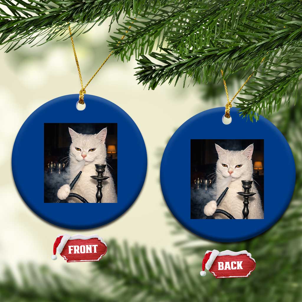 Funny Stoner Cat Ceramic Ornament 420 Stoner Smoking Cat Cannabis Lover Meme TS14 1pc Blue Print Your Wear