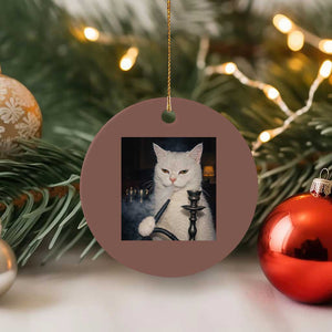 Funny Stoner Cat Ceramic Ornament 420 Stoner Smoking Cat Cannabis Lover Meme TS14 1pc Mocha Print Your Wear