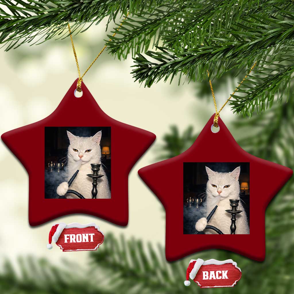 Funny Stoner Cat Ceramic Ornament 420 Stoner Smoking Cat Cannabis Lover Meme TS14 Print Your Wear