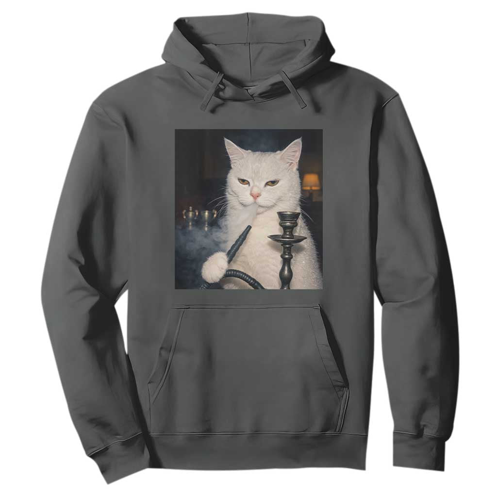 Funny Stoner Cat Hoodie 420 Stoner Smoking Cat Cannabis Lover Meme TS14 Dark Heather Print Your Wear