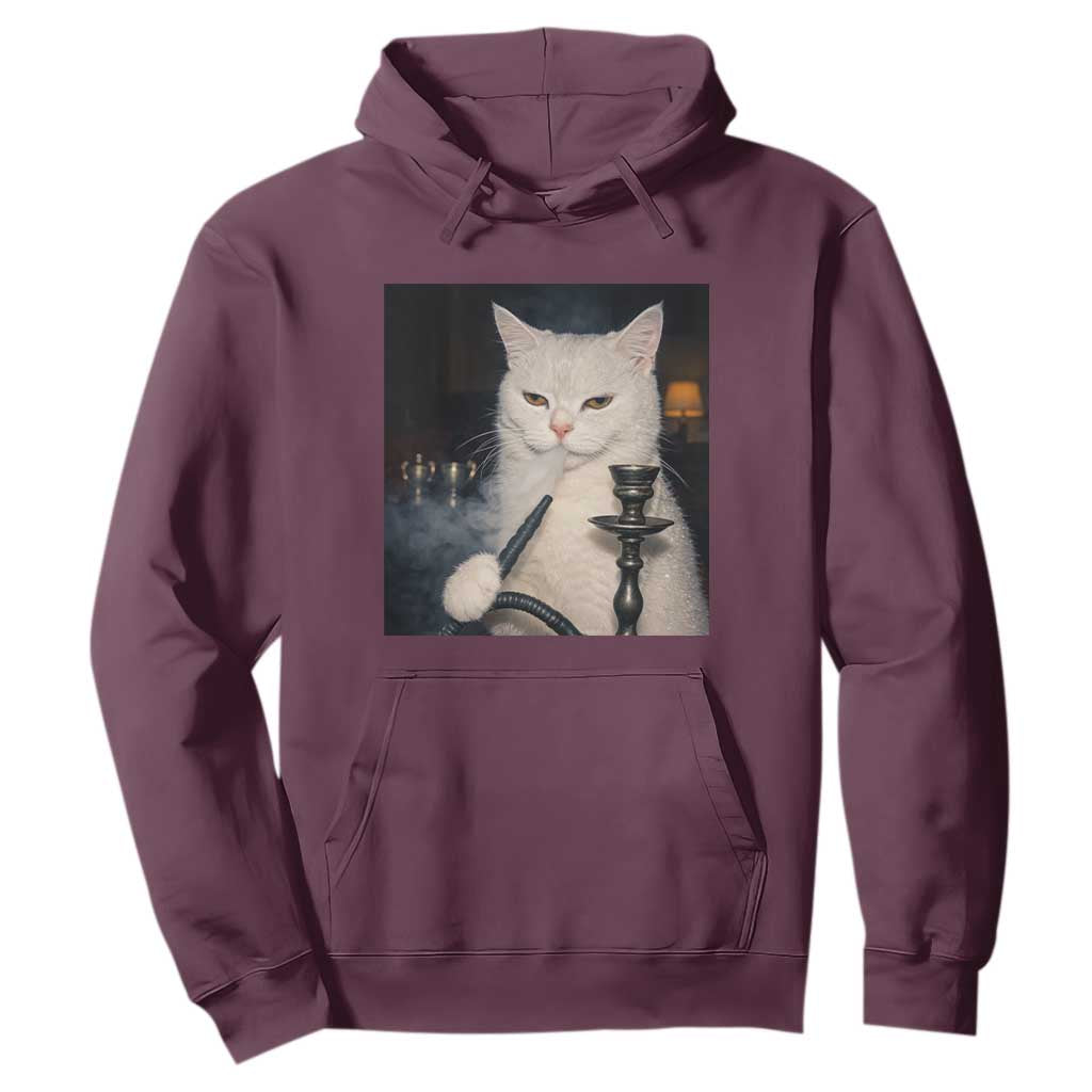 Funny Stoner Cat Hoodie 420 Stoner Smoking Cat Cannabis Lover Meme TS14 Maroon Print Your Wear