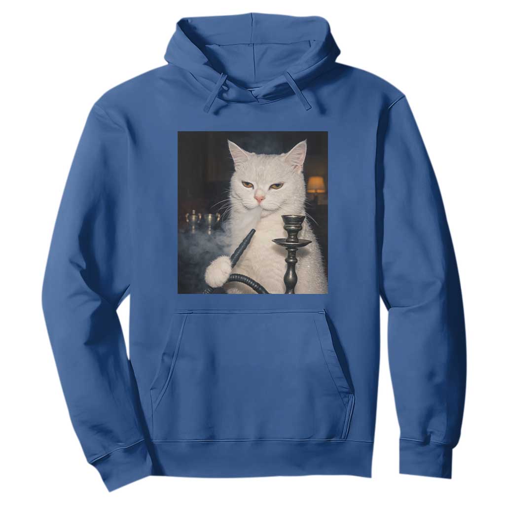 Funny Stoner Cat Hoodie 420 Stoner Smoking Cat Cannabis Lover Meme TS14 Royal Blue Print Your Wear
