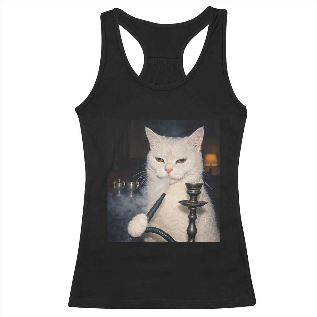 Funny Stoner Cat Racerback Tank Top 420 Stoner Smoking Cat Cannabis Lover Meme TS14 Black Print Your Wear