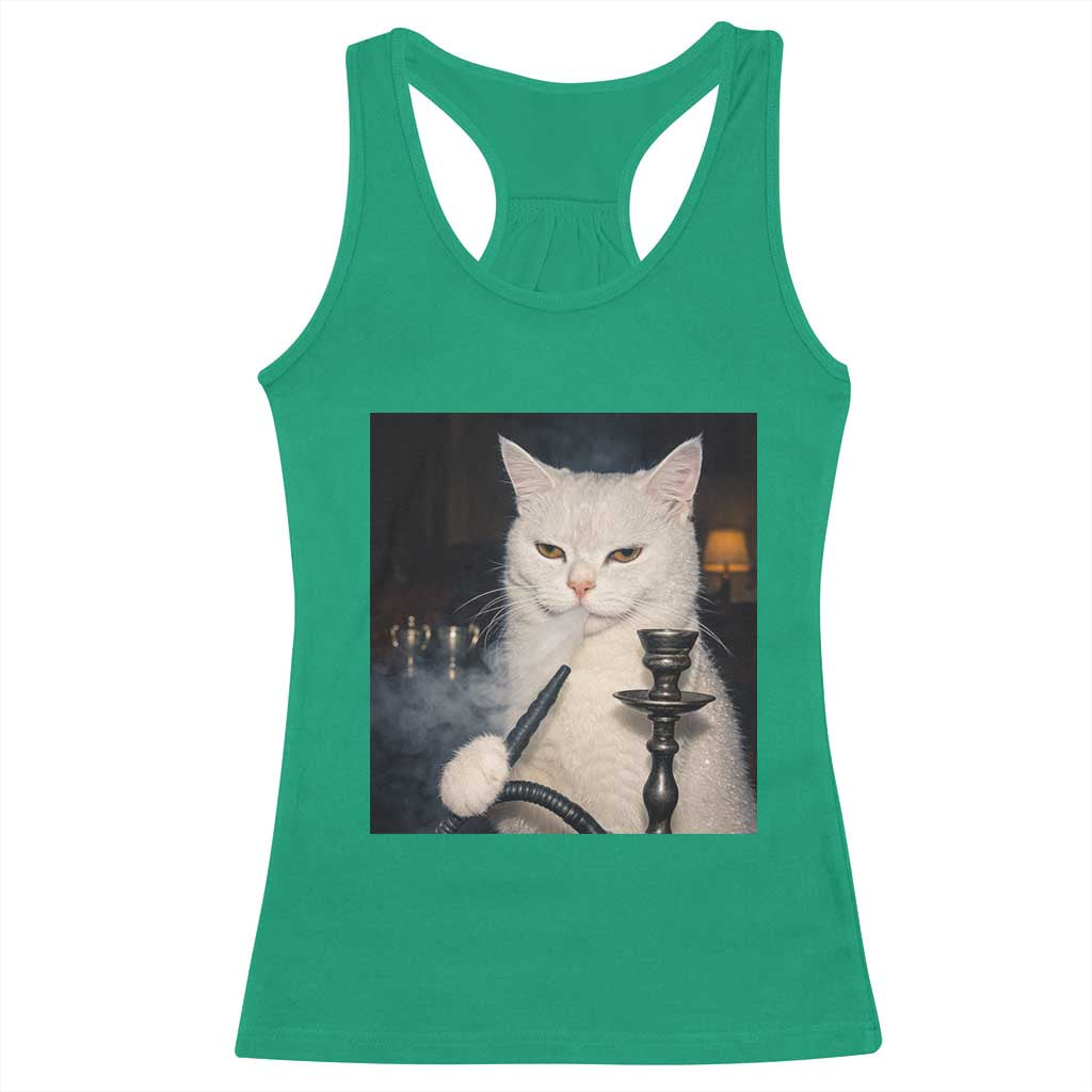 Funny Stoner Cat Racerback Tank Top 420 Stoner Smoking Cat Cannabis Lover Meme TS14 Irish Green Print Your Wear