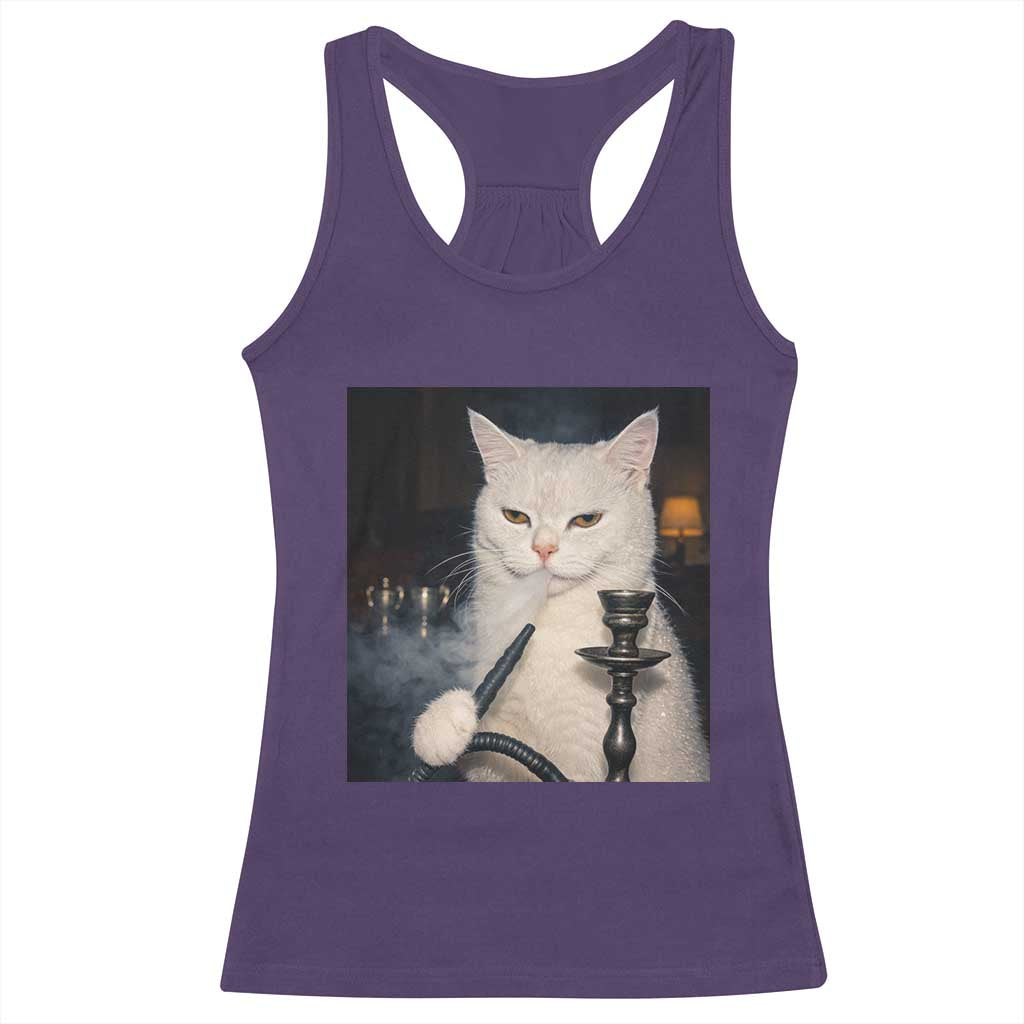 Funny Stoner Cat Racerback Tank Top 420 Stoner Smoking Cat Cannabis Lover Meme TS14 Purple Print Your Wear