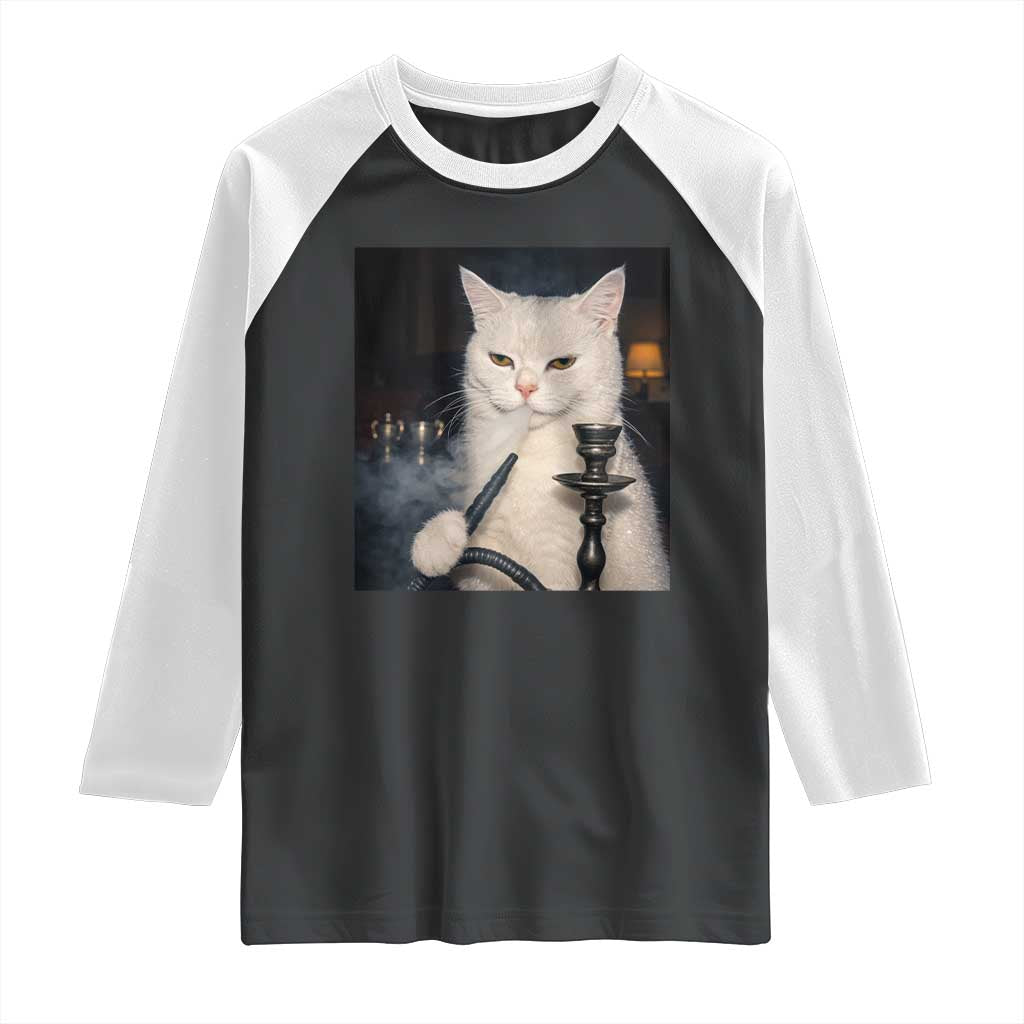 Funny Stoner Cat Raglan Shirt 420 Stoner Smoking Cat Cannabis Lover Meme TS14 Black White Print Your Wear