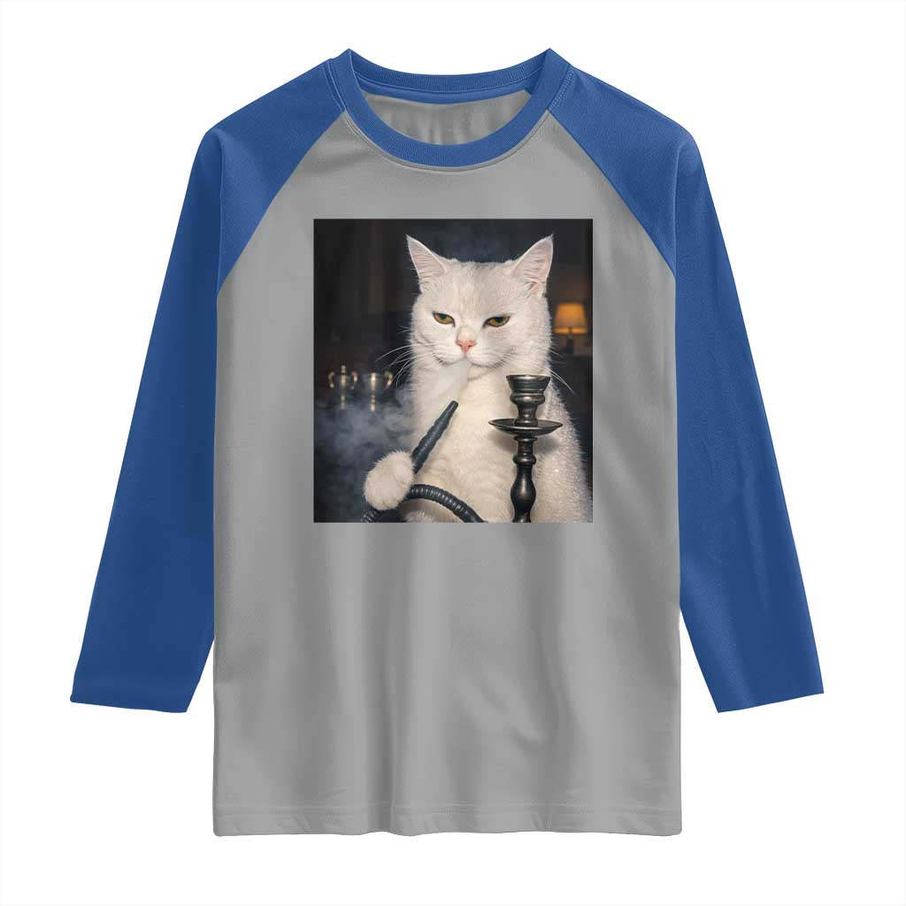Funny Stoner Cat Raglan Shirt 420 Stoner Smoking Cat Cannabis Lover Meme TS14 Sport Gray Royal Print Your Wear
