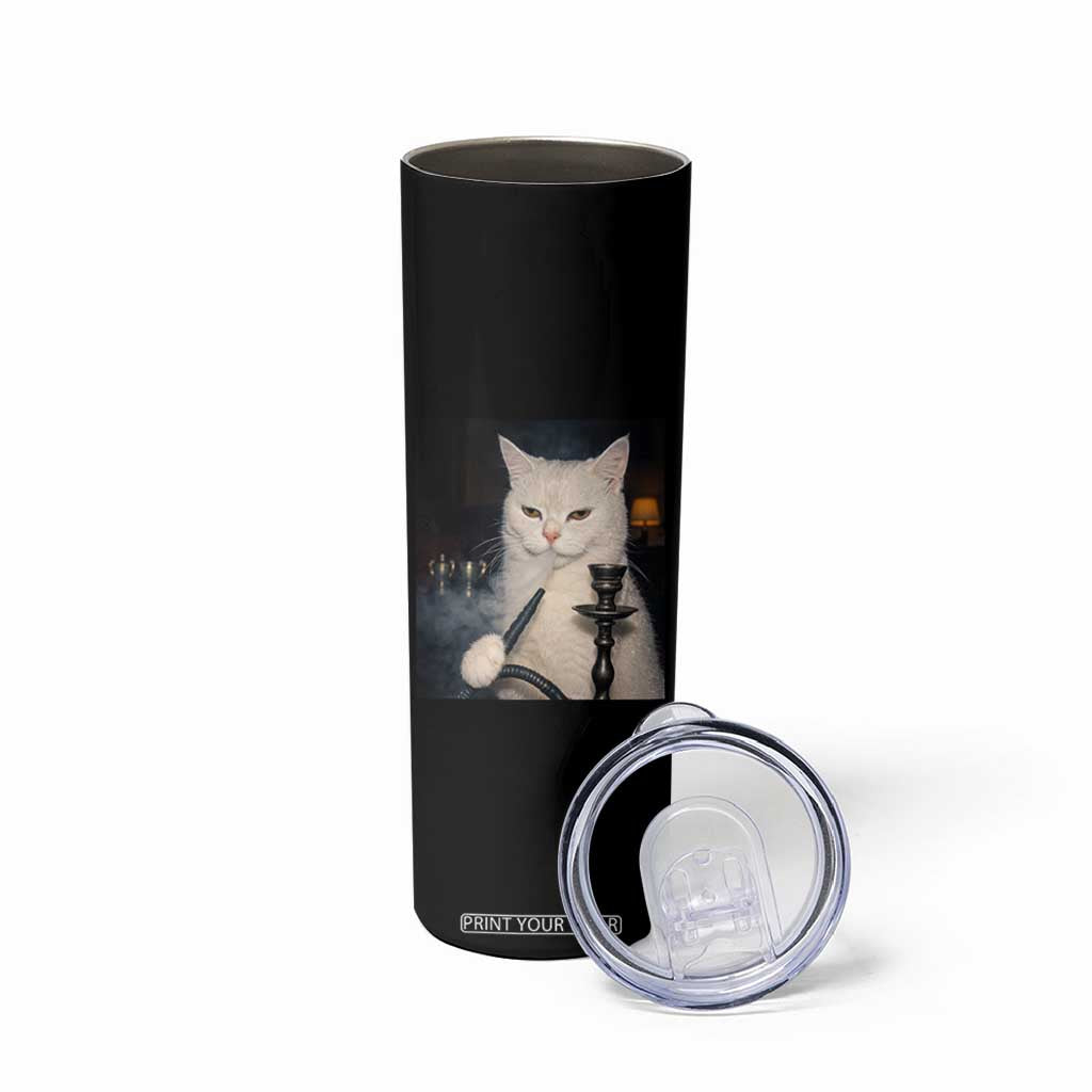 Funny Stoner Cat Skinny Tumbler 420 Stoner Smoking Cat Cannabis Lover Meme TS14 Print Your Wear