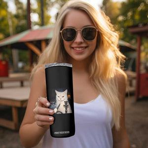 Funny Stoner Cat Skinny Tumbler 420 Stoner Smoking Cat Cannabis Lover Meme TS14 Print Your Wear