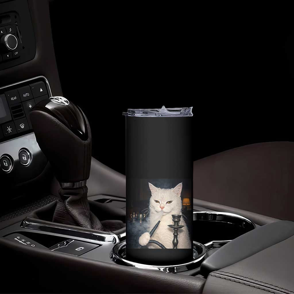 Funny Stoner Cat Skinny Tumbler 420 Stoner Smoking Cat Cannabis Lover Meme TS14 Print Your Wear