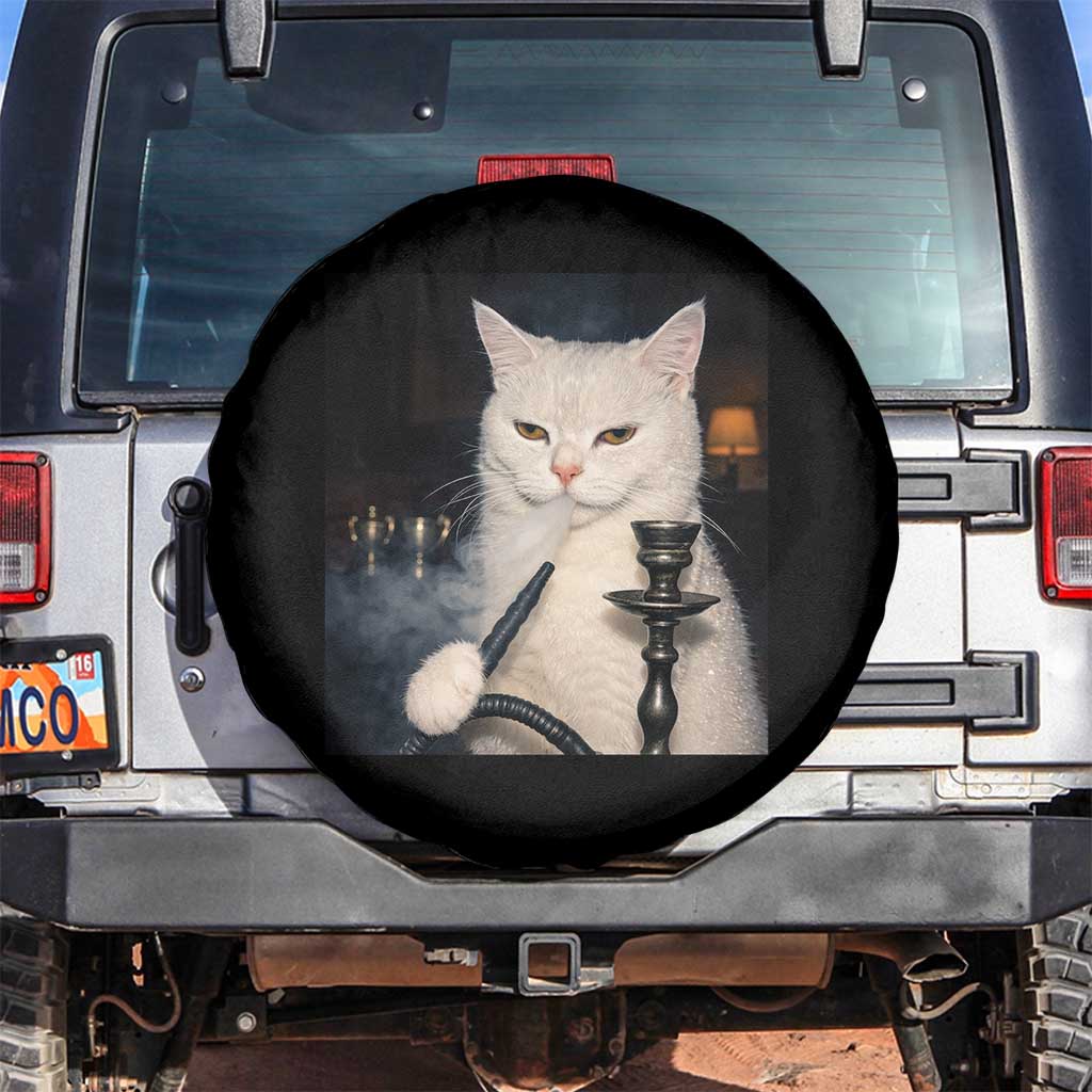 Funny Stoner Cat Spare Tire Cover 420 Stoner Smoking Cat Cannabis Lover Meme TS14 No hole Black Print Your Wear