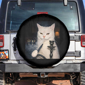 Funny Stoner Cat Spare Tire Cover 420 Stoner Smoking Cat Cannabis Lover Meme TS14 No hole Black Print Your Wear