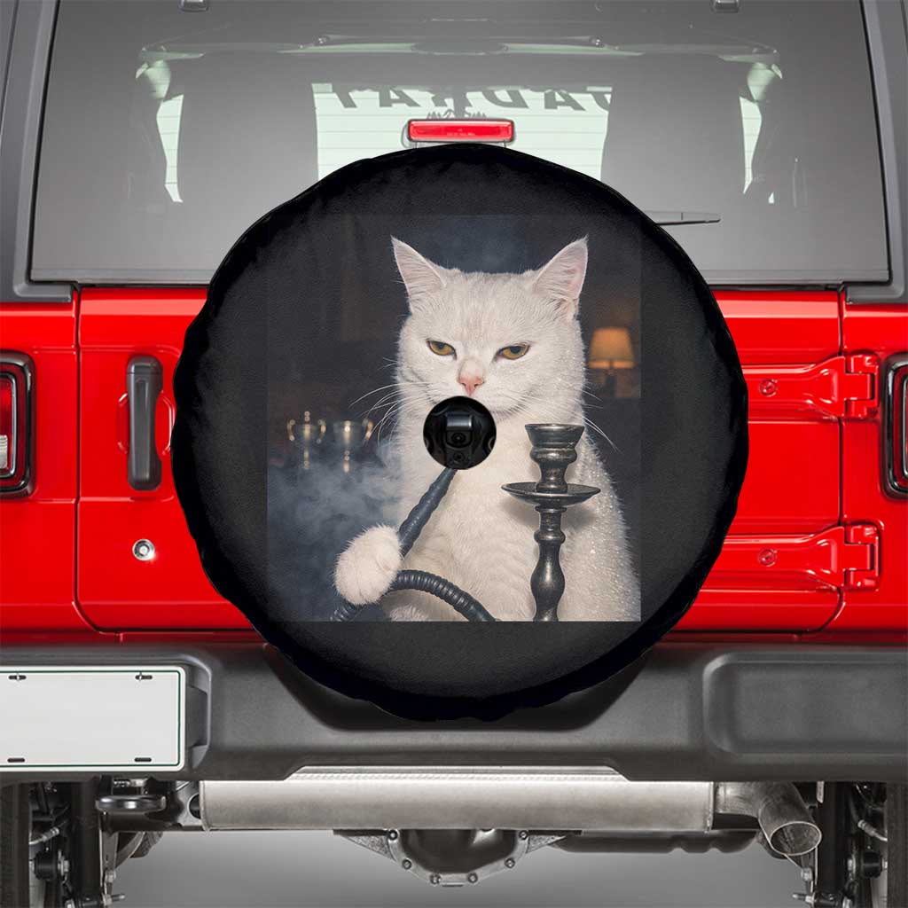 Funny Stoner Cat Spare Tire Cover 420 Stoner Smoking Cat Cannabis Lover Meme TS14 Black Print Your Wear