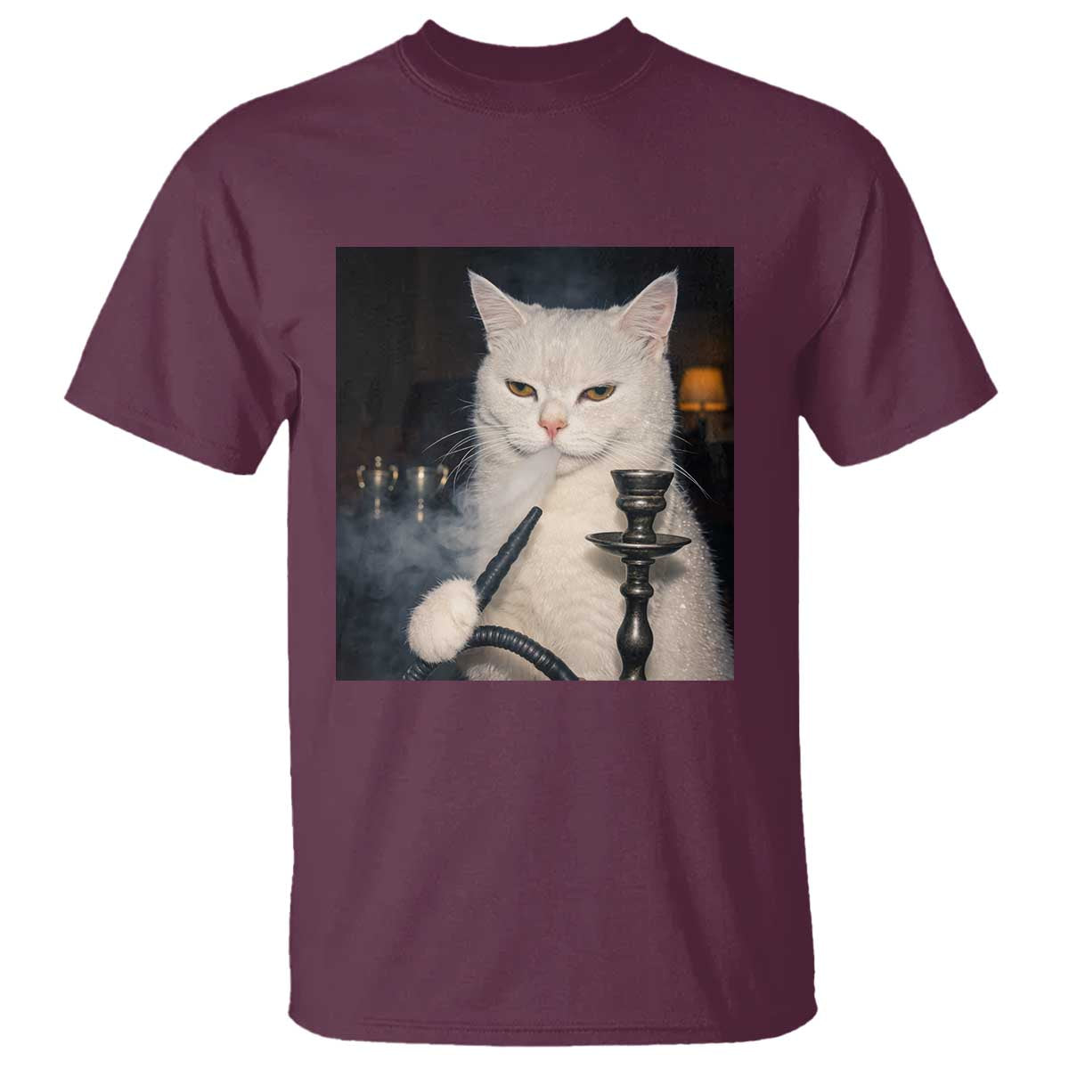 Funny Stoner Cat T Shirt 420 Stoner Smoking Cat Cannabis Lover Meme TS14 Maroon Print Your Wear