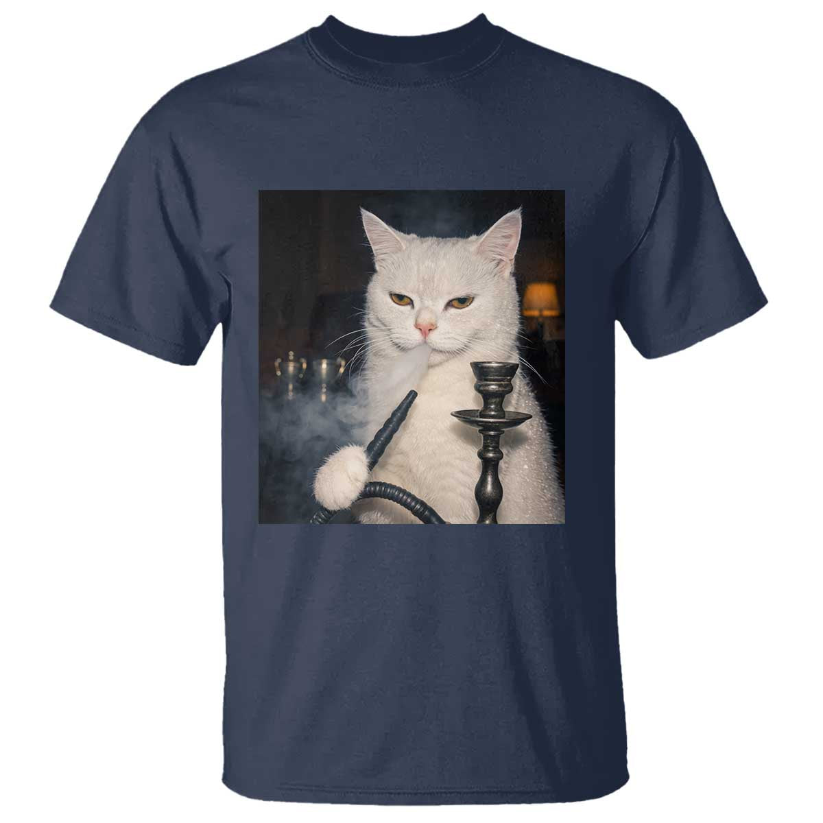 Funny Stoner Cat T Shirt 420 Stoner Smoking Cat Cannabis Lover Meme TS14 Navy Print Your Wear